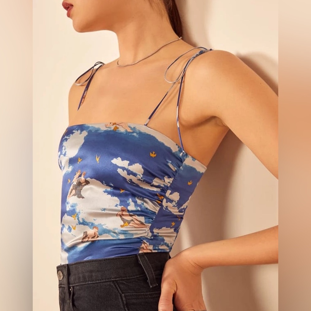 NWT- Reformation Rare Lucrezia Silk Top in Heaven - Picture 4 of 9